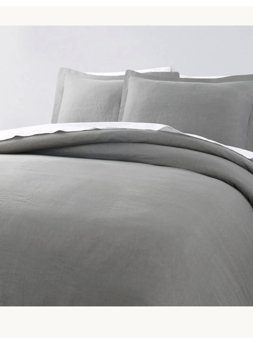 Echelon Washed Belgian Linen Duvet Cover King — Gray - Picture 2 of 8